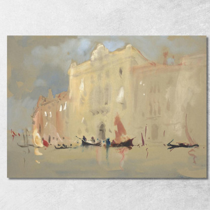 Gondole Davanti A Un Palazzo Sul Canal Grande A Venezia Hercules Brabazon Brabazon hbb30 quadro stampato su tela