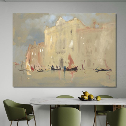 Gondole Davanti A Un Palazzo Sul Canal Grande A Venezia Hercules Brabazon Brabazon hbb30 quadro stampato su tela