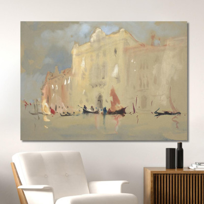 Gondole Davanti A Un Palazzo Sul Canal Grande A Venezia Hercules Brabazon Brabazon hbb30 quadro stampato su tela