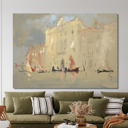 Gondole Davanti A Un Palazzo Sul Canal Grande A Venezia Hercules Brabazon Brabazon hbb30 quadro stampato su tela