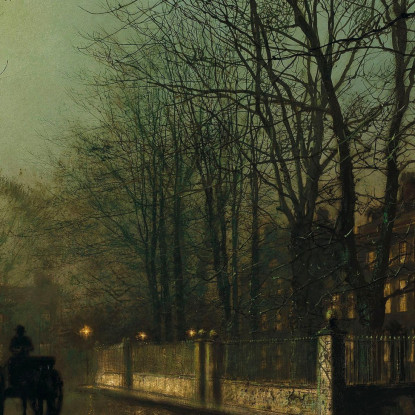 Una Luna Umida Su Putney Road John Atkinson Grimshaw jag13 quadro stampato su tela