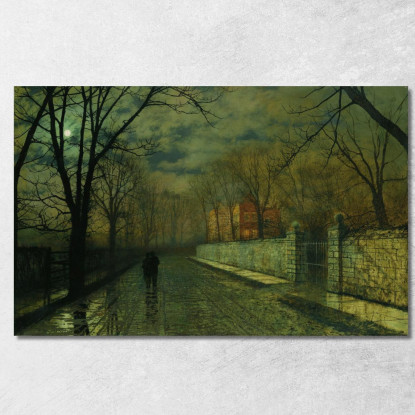 Figure In Un Vicolo Illuminato Dalla Luna Dopo La Pioggia John Atkinson Grimshaw jag28 quadro stampato su tela