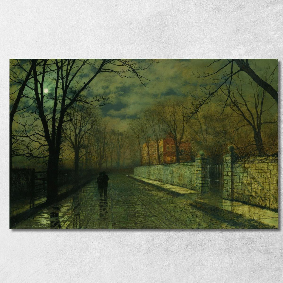 Figure In Un Vicolo Illuminato Dalla Luna Dopo La Pioggia John Atkinson Grimshaw jag28 quadro stampato su tela