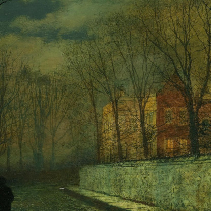 Figure In Un Vicolo Illuminato Dalla Luna Dopo La Pioggia John Atkinson Grimshaw jag28 quadro stampato su tela