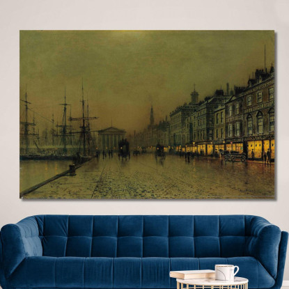 Greenock Il Molo Di Notte John Atkinson Grimshaw jag31 quadro stampato su tela