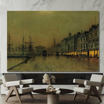 Greenock Il Molo Di Notte John Atkinson Grimshaw jag31 quadro stampato su tela