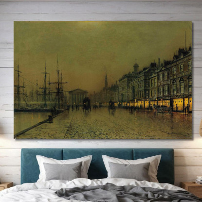 Greenock Il Molo Di Notte John Atkinson Grimshaw jag31 quadro stampato su tela