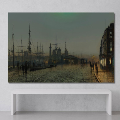 I Moli Di Hull Di Notte John Atkinson Grimshaw jag33 quadro stampato su tela