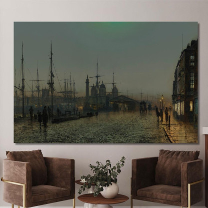 I Moli Di Hull Di Notte John Atkinson Grimshaw jag33 quadro stampato su tela