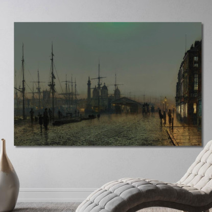 I Moli Di Hull Di Notte John Atkinson Grimshaw jag33 quadro stampato su tela