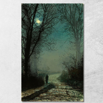 Amanti Su Un Viottolo Al Chiaro Di Luna John Atkinson Grimshaw jag42 quadro stampato su tela