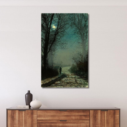 Amanti Su Un Viottolo Al Chiaro Di Luna John Atkinson Grimshaw jag42 quadro stampato su tela