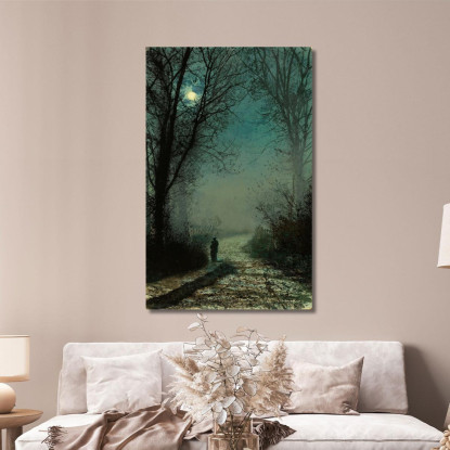 Amanti Su Un Viottolo Al Chiaro Di Luna John Atkinson Grimshaw jag42 quadro stampato su tela