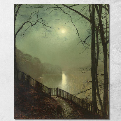 Chiaro Di Luna Sul Lago Roundhay Park Leeds John Atkinson Grimshaw jag45 quadro stampato su tela