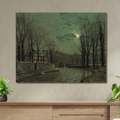 Chiaro Di Luna Di Novembre John Atkinson Grimshaw jag48 quadro stampato su tela