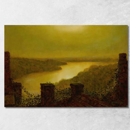Lago Di Roundhay 2 John Atkinson Grimshaw jag56 quadro stampato su tela