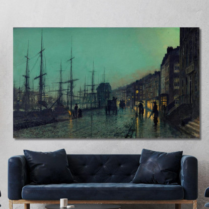 Navi Sul Clyde John Atkinson Grimshaw jag60 quadro stampato su tela