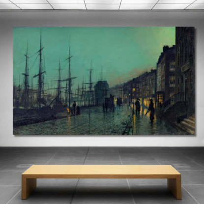 Navi Sul Clyde John Atkinson Grimshaw jag60 quadro stampato su tela