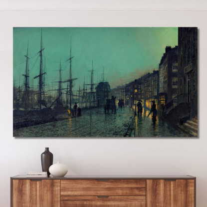 Navi Sul Clyde John Atkinson Grimshaw jag60 quadro stampato su tela