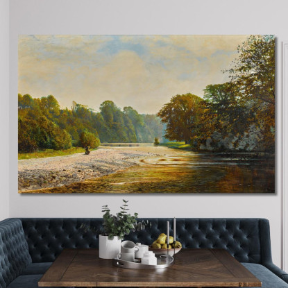 Passaggi Sul Fiume Bolton Abbey John Atkinson Grimshaw jag66 quadro stampato su tela