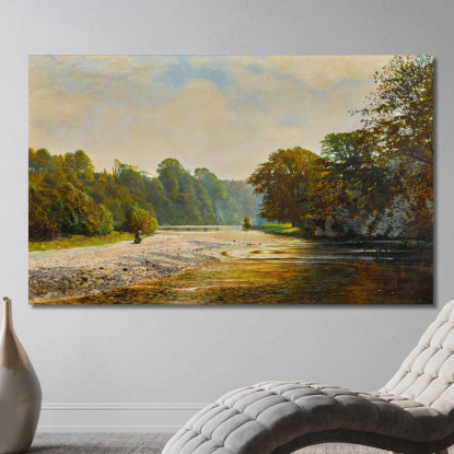Passaggi Sul Fiume Bolton Abbey John Atkinson Grimshaw jag66 quadro stampato su tela