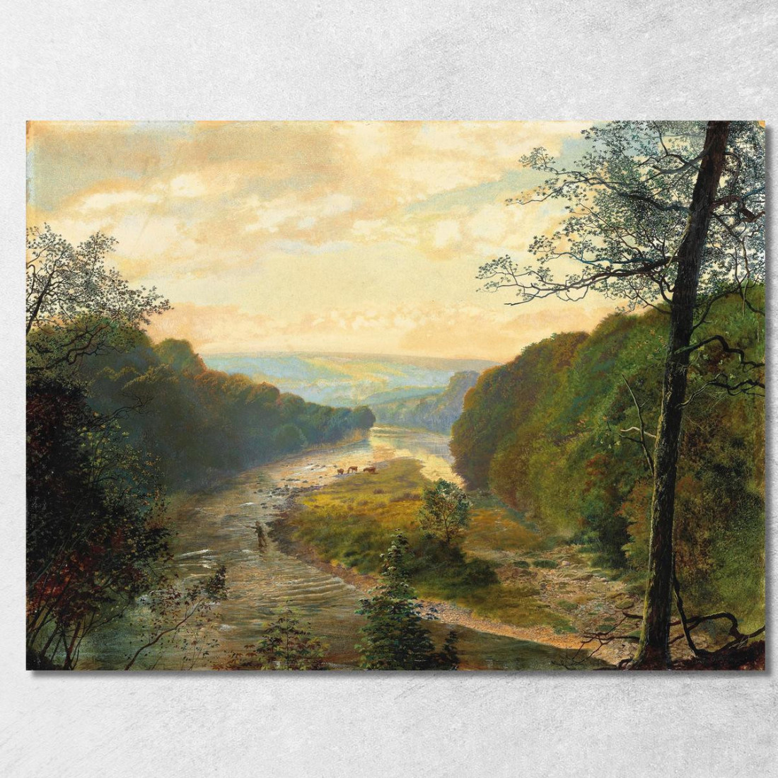 La Valle Del Wharfe Con La Torre Di Barden Sullo Sfondo John Atkinson Grimshaw jag77 quadro stampato su tela