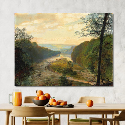 La Valle Del Wharfe Con La Torre Di Barden Sullo Sfondo John Atkinson Grimshaw jag77 quadro stampato su tela