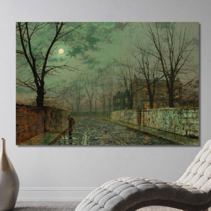 Sotto I Raggi Argentati Della Luna John Atkinson Grimshaw jag79 quadro stampato su tela