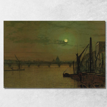 Ponte Di Waterloo Londra Guardando A Est John Atkinson Grimshaw jag80 quadro stampato su tela