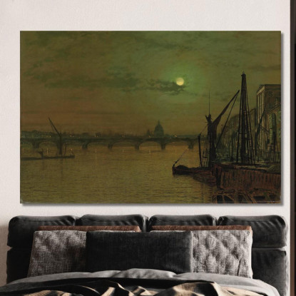 Ponte Di Waterloo Londra Guardando A Est John Atkinson Grimshaw jag80 quadro stampato su tela