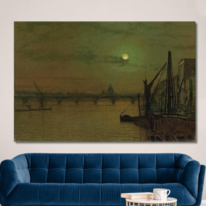 Ponte Di Waterloo Londra Guardando A Est John Atkinson Grimshaw jag80 quadro stampato su tela