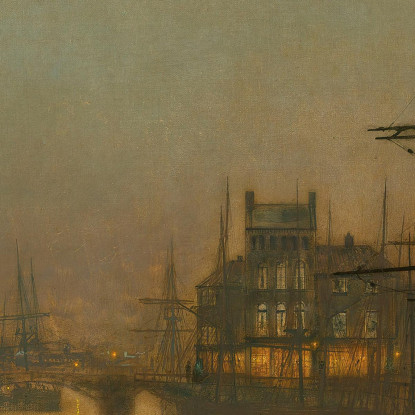 Whitby Di Notte John Atkinson Grimshaw jag82 quadro stampato su tela