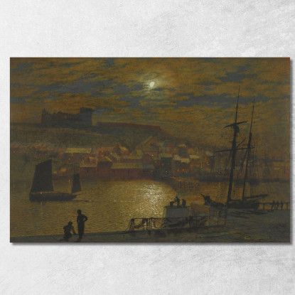 Whitby Da Scotch Head Chiaro Di Luna Sull'Esk John Atkinson Grimshaw jag84 quadro stampato su tela