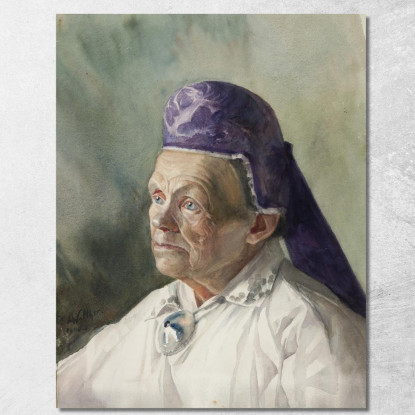 Ritratto Di Donna Con Foulard Konrad Mägi kmg16 quadro stampato su tela