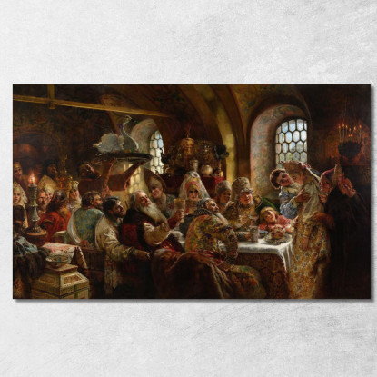 Banchetto Nuziale Di Un Boiardo Konstantin Egorovich Makovsky kem1 quadro stampato su tela