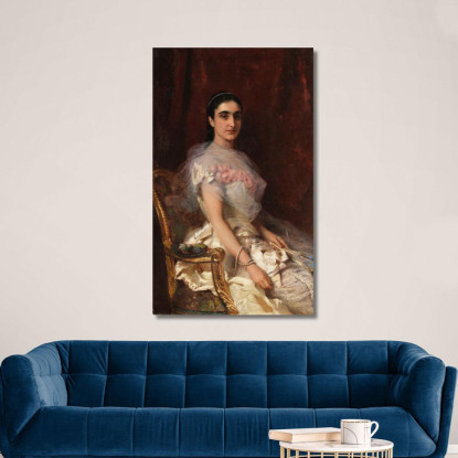 Ritratto Di Una Signora Elegante Con Ventaglio Konstantin Egorovich Makovsky kem12 quadro stampato su tela