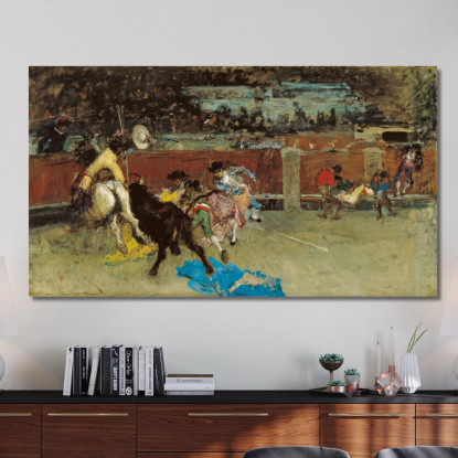 Corrida: Picador Ferito Mariano Fortuny Marsal mfm12 quadro stampato su tela