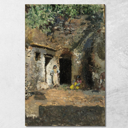 Grotte Gitane A Granada Mariano Fortuny Marsal mfm22 quadro stampato su tela