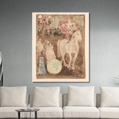 Cavaliere Senza Sella Maurice Prendergast mpr4 quadro stampato su tela