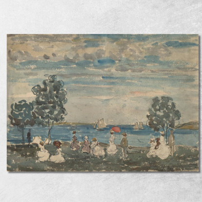Figure Su Una Spiaggia Maurice Prendergast mpr17 quadro stampato su tela