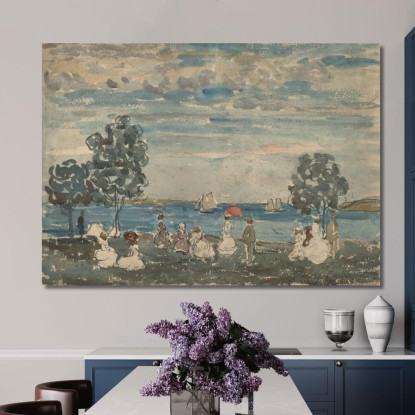 Figure Su Una Spiaggia Maurice Prendergast mpr17 quadro stampato su tela