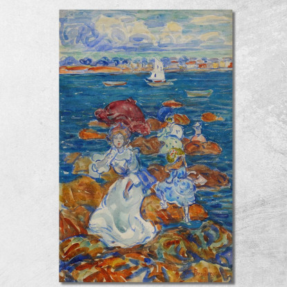 Bassa Marea Figure Sulle Rocce Maurice Prendergast mpr29 quadro stampato su tela