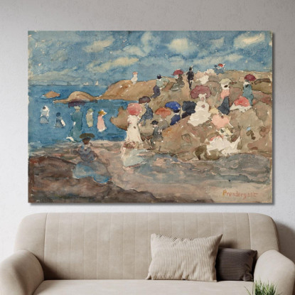 Revere Beach Maurice Prendergast mpr46 quadro stampato su tela