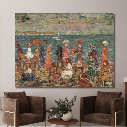 Spiaggia Maurice Prendergast mpr52 quadro stampato su tela