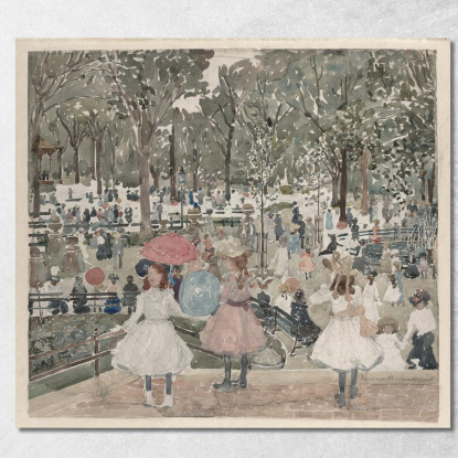 Il Viale Central Park Maurice Prendergast mpr65 quadro stampato su tela