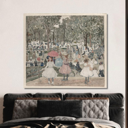 Il Viale Central Park Maurice Prendergast mpr65 quadro stampato su tela