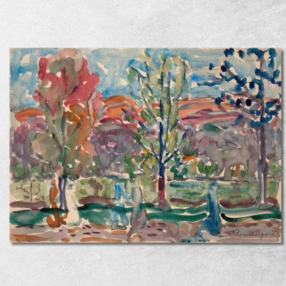 Alberi Contro La Montagna Maurice Prendergast mpr70 quadro stampato su tela