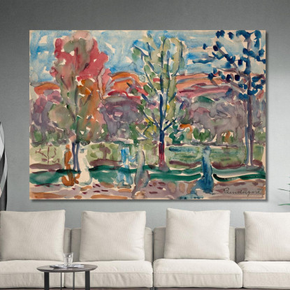 Alberi Contro La Montagna Maurice Prendergast mpr70 quadro stampato su tela