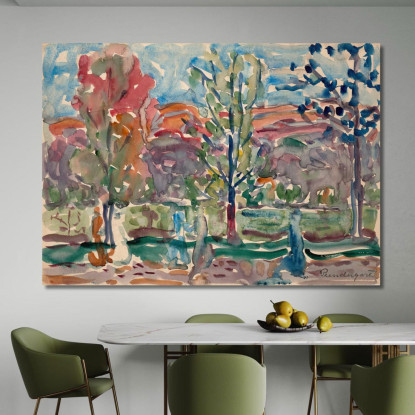 Alberi Contro La Montagna Maurice Prendergast mpr70 quadro stampato su tela