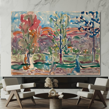 Alberi Contro La Montagna Maurice Prendergast mpr70 quadro stampato su tela